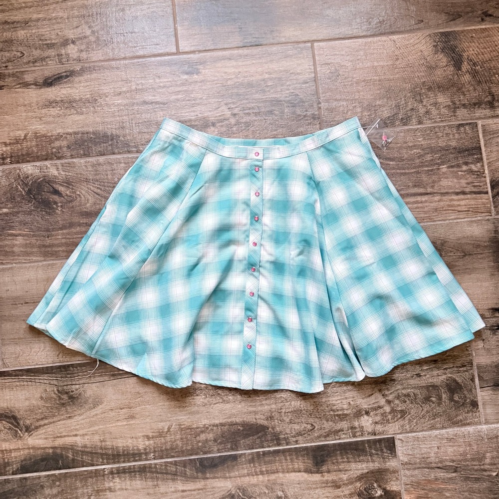 DIXXON Flannel Co. Women's Fria Checkered Flannel Circle Skirt, Teal Pink, XL